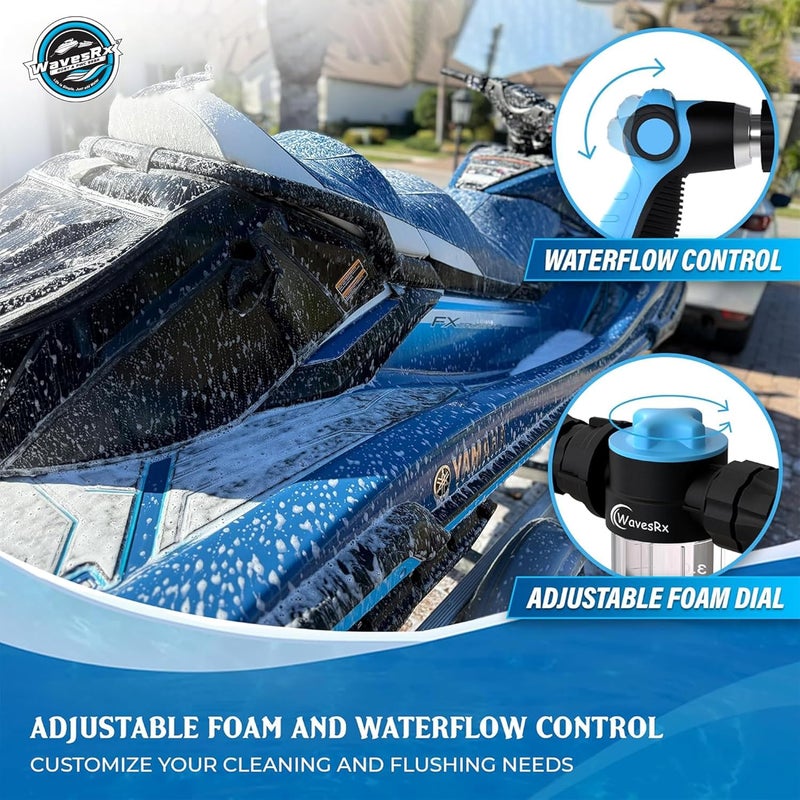 WAVESRX PWC & Boat Wash Sprayer & Engine Flush Mixer to Wash Salt Away | Dual-Use Marine Soap Foamer to Quickly Wash and Rinse | Cleaning Kit for Boating with Garden Hose Quick-Connect - Image 4